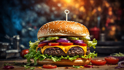 hamburger on the table