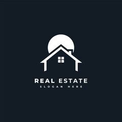 Real estate logo simple minimalist style, with house silhouette. Vintage logos.
