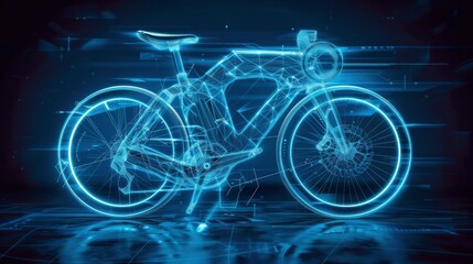 Fototapeta na wymiar Blueprint of Tomorrow, Intricate Design of a Futuristic Engineering Bicycle, Merging Innovation with Functionality.