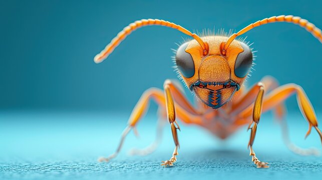 cute antz against blue background, in the style commercial image