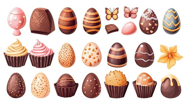 Clip art, chocolates easter icons