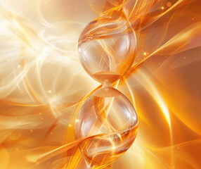 golden hourglass, glass, regulates the elapsed time that is already burning, abstract background