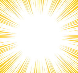 Sun Rays or Explosion Boom for Comic Books Radial Background Vector. Speed rays. Action, speed lines, stripes for comic book frame. Dynamic, speed stripes abstract frame. Comic book yellow background.