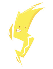 Cute weather icon set. Emotional weather forecast. Cute lightning