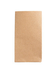 Paper bag, small kraft package, sack. Craft brown pouch, pack mockup isolated on white background