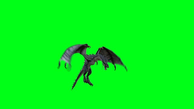 flying horror dragon. Fantasy concept. 4K green screen isolate