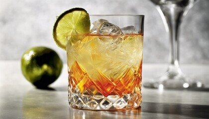 cocktail, glass, lime, vintage, drink, crystal, refreshment, mixed, background, slice, tropical, alcohol, ice, freshness, beverage, cold, fruit, liquid, mix