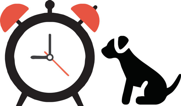 shet vector design icon of dog and alarm clock