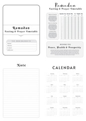 Editable Ramadan Fasting & Prayer Timetable Planner Kdp Interior printable template Design.
