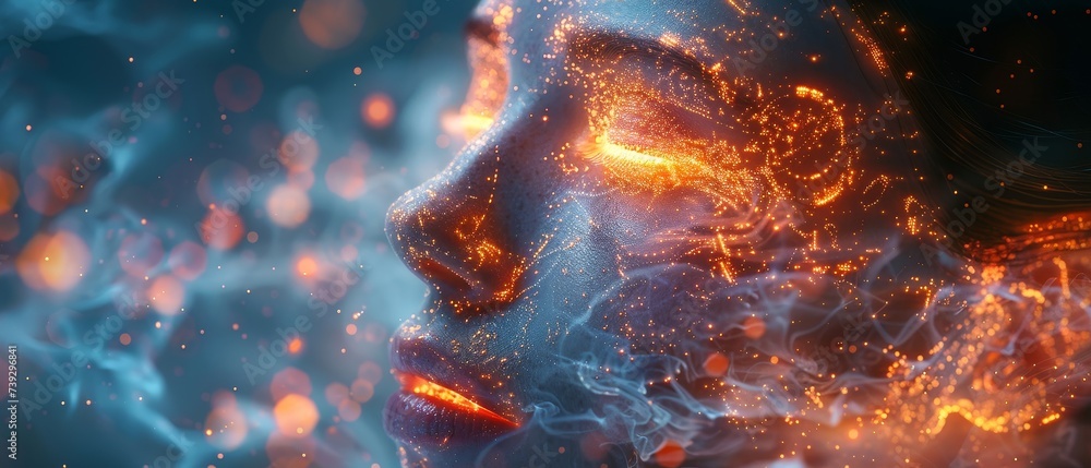Poster A concept of artificial intelligence (AI). A concept of deep learning. A concept of GUI (Graphical User Interface).