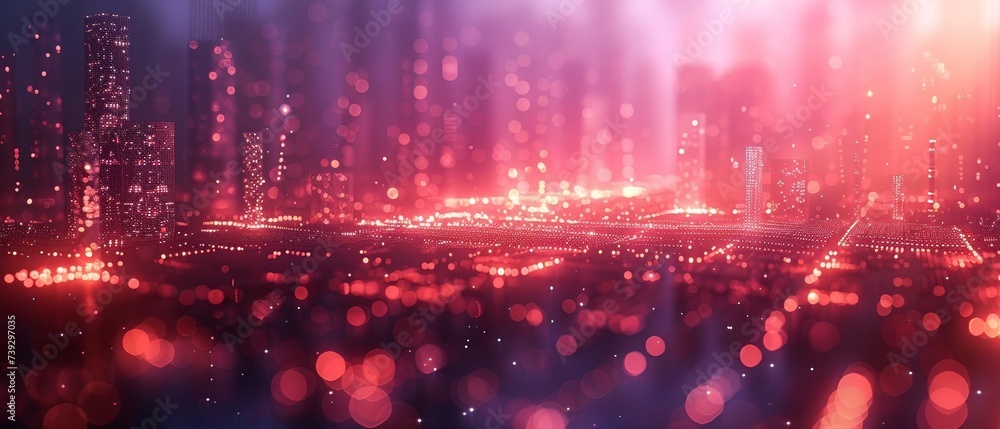 Poster an abstract polygon pattern with speed line light, a connection to big data, and a smart city.
