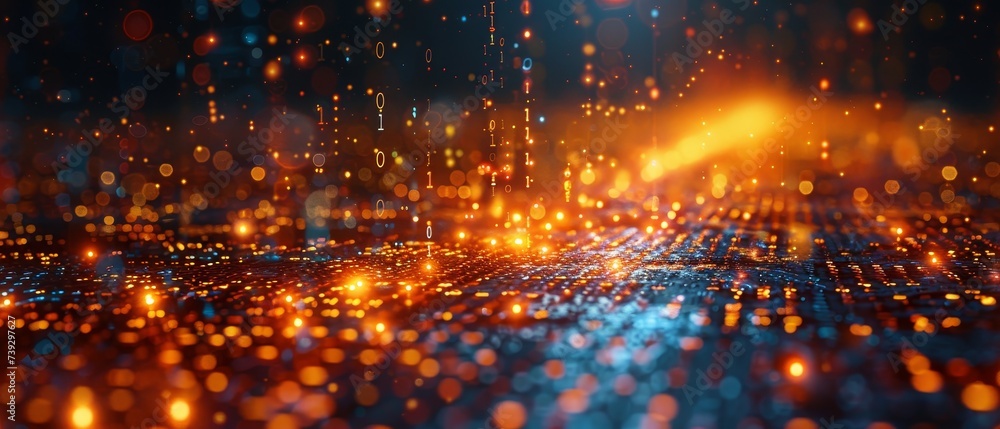 Fototapete A digital transformation concept. A system engineering concept. A binary code concept. A programming concept.