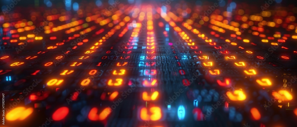 Fototapete System engineering, binary code, and programming are all components of the digital transformation concept.