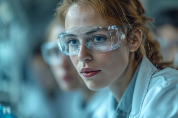 Young woman in work glasses.