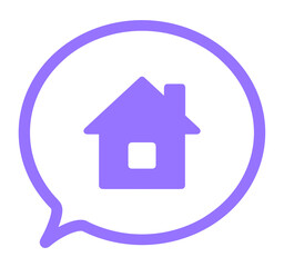 シンプルな紫色の家マークと吹き出し