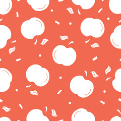 Seamless apple pattern. Colored seamless doodle pattern with red apples