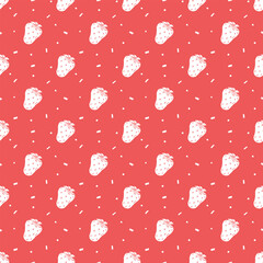 Seamless strawberries pattern. Doodle vector with red strawberries icons. Vintage strawberries pattern