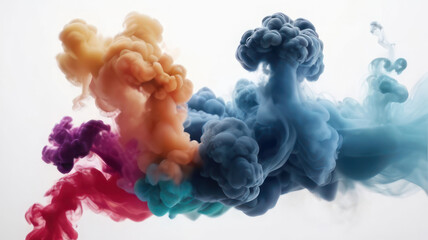 Obraz premium Abstract horizontal background. Colored smoke on a white background, clouds of colored smoke. Background for the site. AI generative.