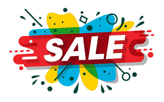 a banner with the word "SALE" and paint splatters on transparent background.