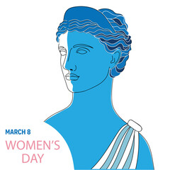 An ancient statue of Diana. 8 march international womens day vector illustration