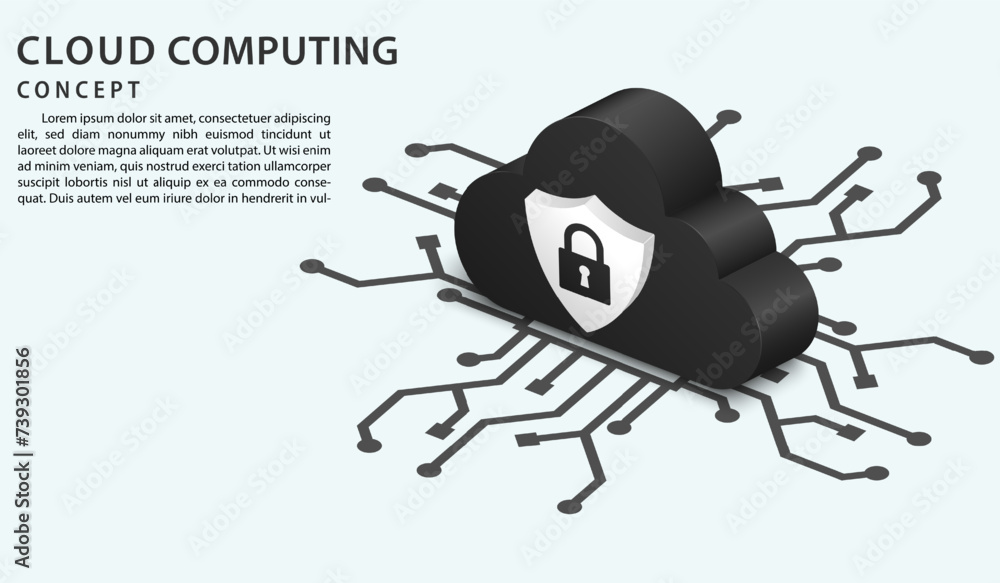 Aufkleber Isometric cloud technology and networking concept. Digital service or app with data transferring. Network datum servers, hosting server, database synchronize technology. Vector illustration
