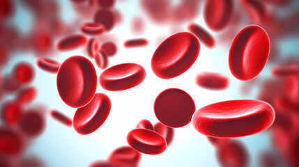 3D rendering of red blood cells in vein with depth of field