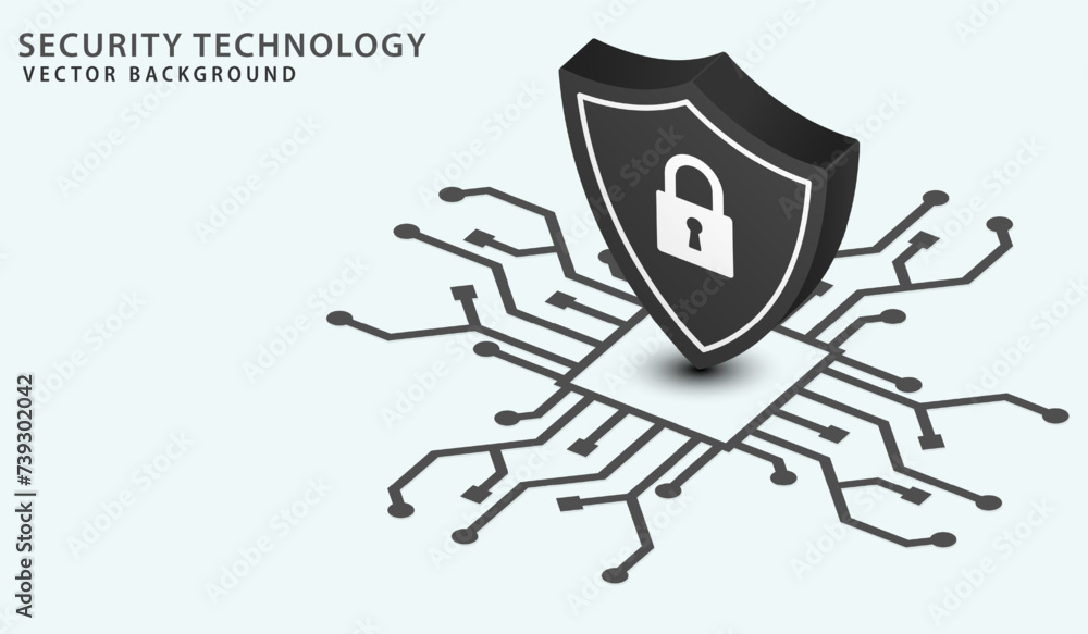Aufkleber Isometric network security information. A shield from virus attacks, firewall, spam and hackers. Data privacy secure concept. VPN protect banner and Safety internet technology. 3D Vector illustration.
