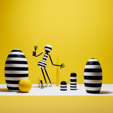 illustration of an abstract background with spheres.Modern croqui mannequin, interior, and artistic minimalist concept.Copy space,top view,Generative AI