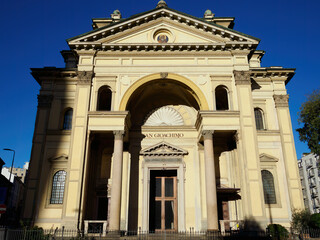 Fototapeta na wymiar Facade of San Gioachimo church at Milan, Italy