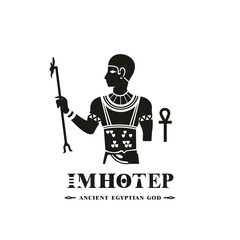Ancient egyptian god imhotep silhouette, middle east god Logo