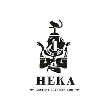 Ancient egyptian god heka silhouette, middle east god Logo