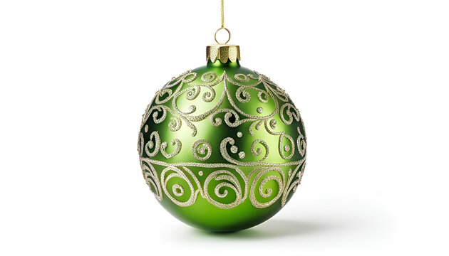 Green bauble isolated with copy space