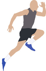 This vector illustration portrays the dynamic silhouette of a sprinter in mid-stride, capturing the essence of speed and athleticism. The runner's pose is depicted with precision, showcasing the power