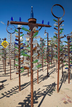 Elmer Long's Bottle Tree Ranch on the National Trails Highway (old historic Route 66), Oro Grande, California, USA
