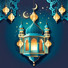 background decoration and greetings for Ramadan