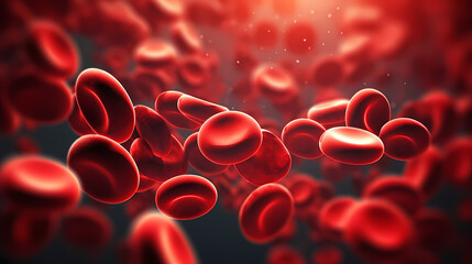3D rendering of red blood cells in vein with depth of field
