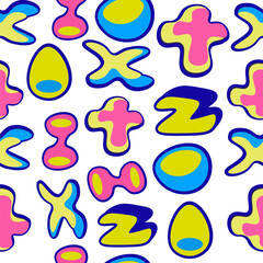 seamless pattern with color icon abstract shape in vector. template for background wallpaper, wrapping, textile in flat style