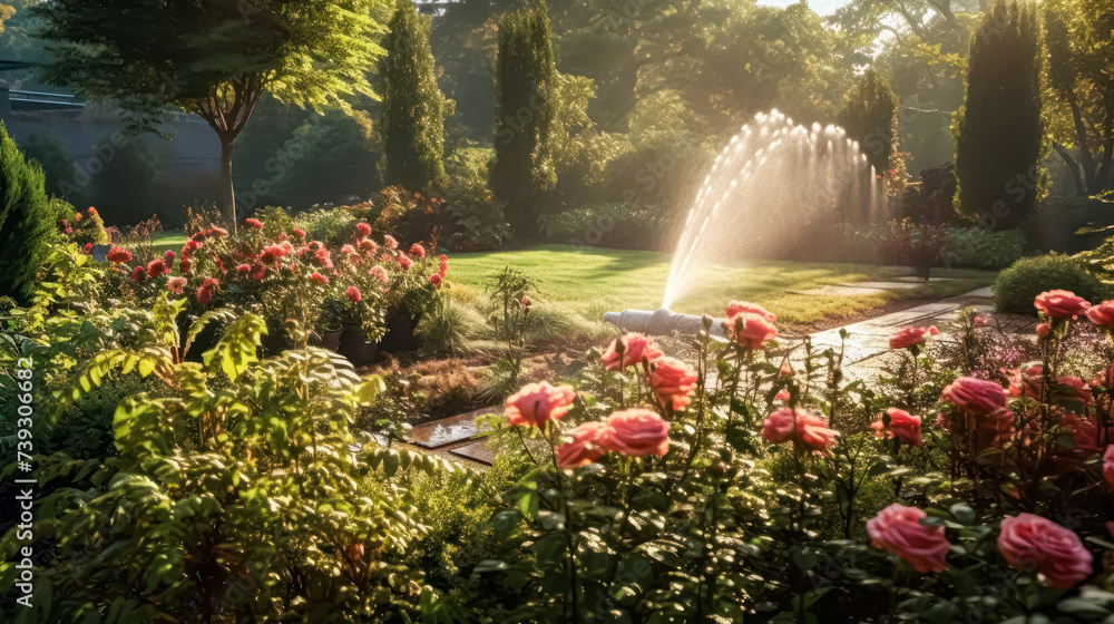 Poster effortlessly maintain lush gardens with automated watering systems, ensuring flowers and trees thriv