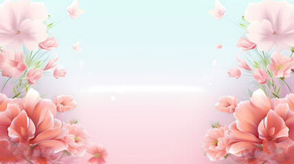 Fototapeta premium Flower frame with decorative flowers, decorative flower background pattern, floral border background