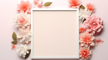 Obraz premium Flower frame with decorative flowers, decorative flower background pattern, floral border background