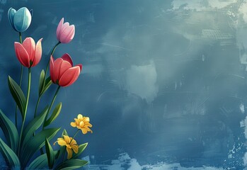 Fototapeta na wymiar spring season banner background with web banner showing beautiful flowers. spring paint flower with copy space
