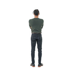 Naklejka premium Full body photo of a black man rear view. Full body photo PNG with transparent background precisely cut out with clipping path.