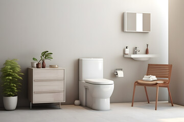 Fototapeta na wymiar minimalist bathroom interior with sink and indoor plants , generated by AI. 3D illustration