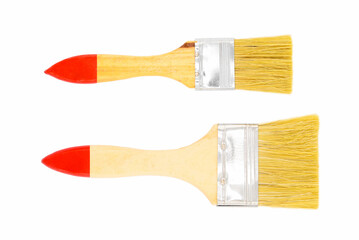 set of brushes for painting and drawing with natural bristles and wooden handle