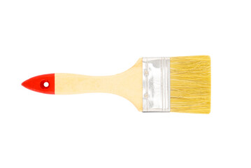 wide paint brush with natural bristles and wooden handle