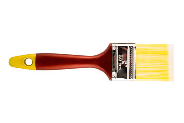 wide paint brush with natural bristles and wooden handle