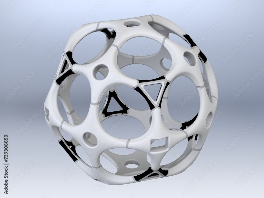 Poster wireframe shape geometric holes pattern ball 3d print model