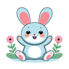 Obraz premium vector cute happy bunny illustration. Flat Cartoon Style
