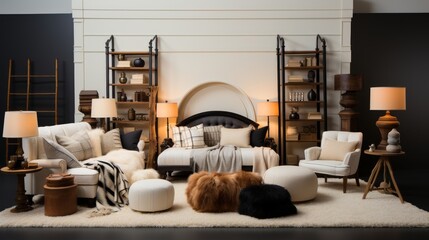 A curated collection of luxury home decor pieces, premium fabrics, exquisite ornaments, and designer