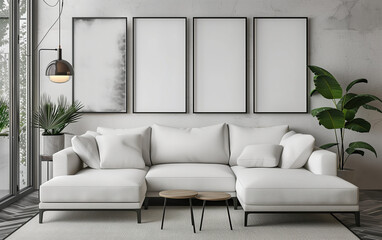 Fashion style living room decoration effect,created with Generative AI tecnology.